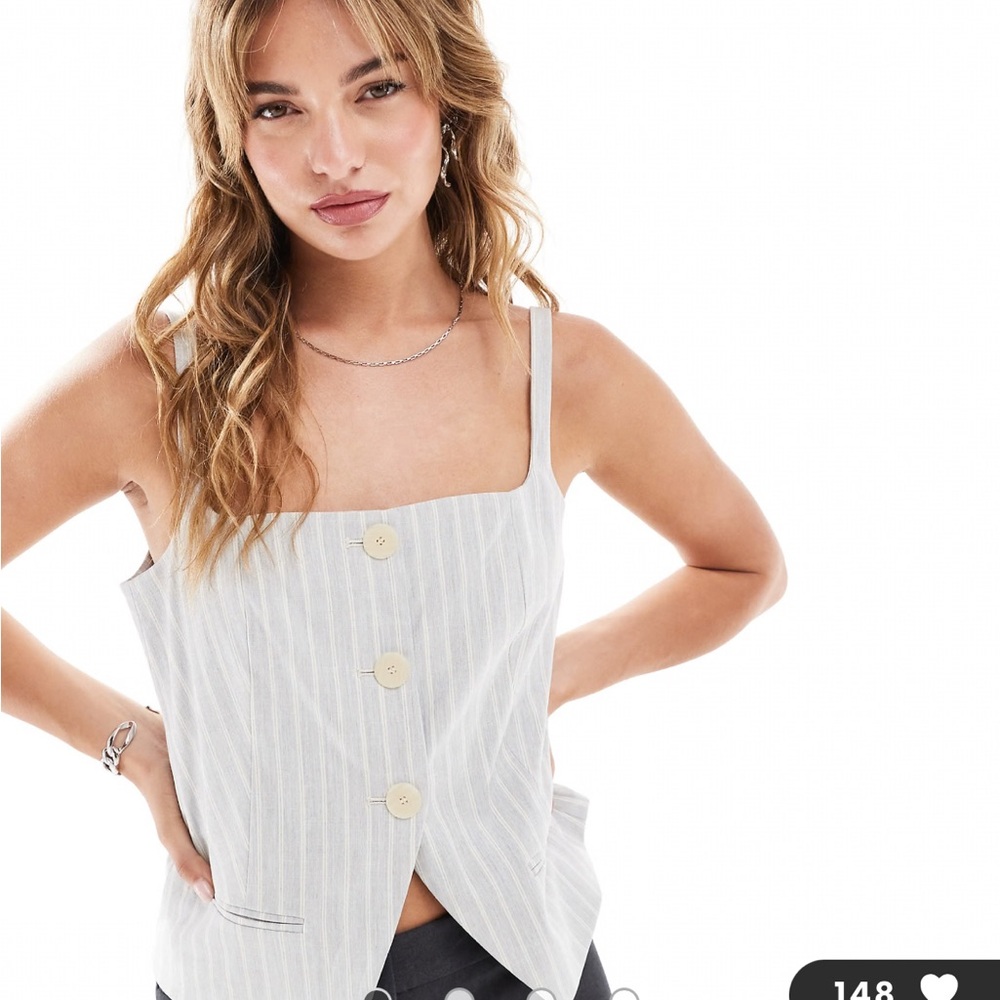 ASOS Cream Sleeveless Crop Tank Top